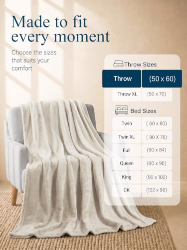 Utopia Bedding Ultra Soft Fleece Bed Blanket Throw Size Linen (50x60 Inch) - color: Linen, size: Throw (50x60 Inch)