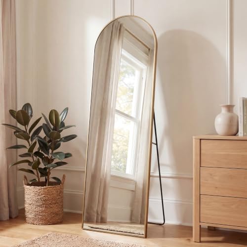 JONATHAN Y Adrian Arched Full Length Mirror 16" x 59" Metal Frame, Gold - color: Gold