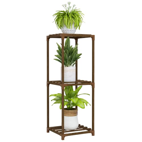 Bamworld Single Plant Stand Indoor 3 Tier Plant Shelf Outdoor - color: Brown, size: 1 Set