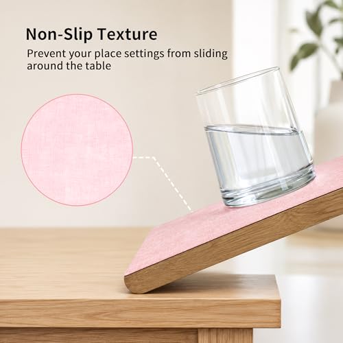 Maxpearl Faux Leather Placemats Set of 6, Easy to Clean, Light Pink - color: Light Pink