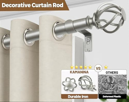 KAMANINA Antique Silver Curtain Rod 32 to 58 Inch, Adjustable Drapery Rods - color: Antique Silver, size: 32-58"