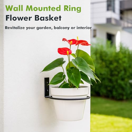 9-Pack 4/6/8 Inch Flower Pot Holder Ring Wall Mounted Metal Flower Pot Hangers Wall Hanger Bracket Rings Black Planter Bracket for Home, Garden, Indoor Outdoor Pots - size: 4''/6''/8''