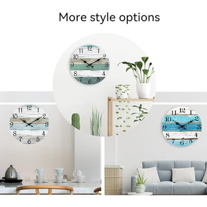 CHYLIN Wall Clock Beach 12" Coastal Silent Non-Ticking Battery Operated - color: A-blue,white, size: 12 Inch