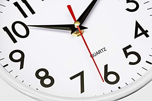 Bernhard Products White Wall Clock 8 Inch Retro Kitchen Silent Non-Ticking Quality Quartz Battery Operated Clock for Home/Office/Classroom/Bathroom/Nursery Room Easy to Read - color: White