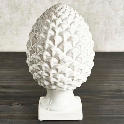 Elements 6.54x6.54x10.94 Inch White Ceramic Pinecone Figurine Durable Design for Everyday Use in Home Kitchen Dining and Entertaining Settings