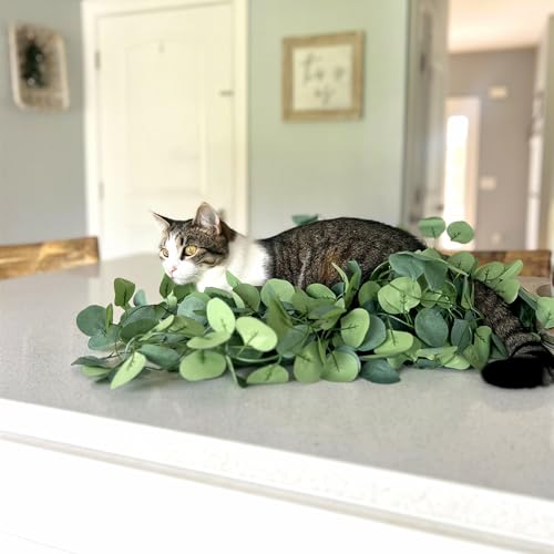 CQURE 120 Pack 840Ft Eucalyptus Garland,Artificial Eucalyptus Leaves Table Greenery Garland Wreath Vines for Wedding Party Table Fireplace Bedroom Wall Room Decor - size: 840Ft-120Pack-Green