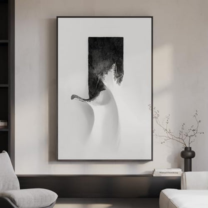 Framed Modern Black and White Abstract Wall Art, 1 Piece 24x36 In - color: Black White C