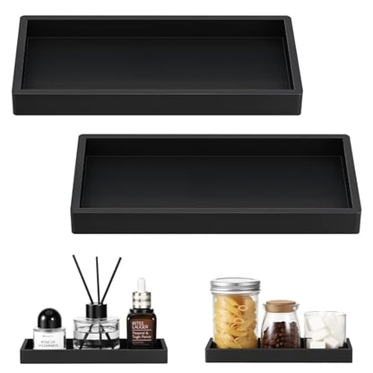 Luxspire 2 Pack Silicone Bathroom Tray 7.9" Vanity Tray, Matte Black - color: Matte Black, size: 7.87 × 3.94 × 0.79 in