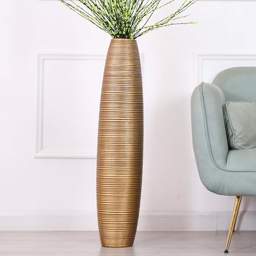 Leewadee Decorative Tall Floor Vase for Living Room Decor, 34 inches, Gold, Resin - color: Gold, size: 34 inches