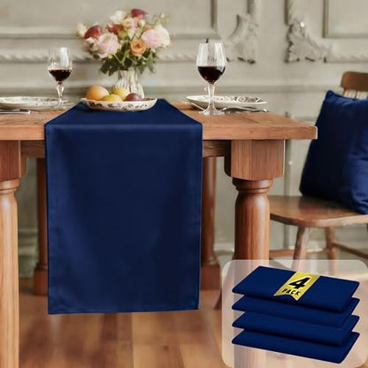 FOLINS&HOME 4 Pack Navy Blue Waterproof Table Runner 36 Inches Long - color: Navy Blue, size: 12" x 36" (4 Pcs)