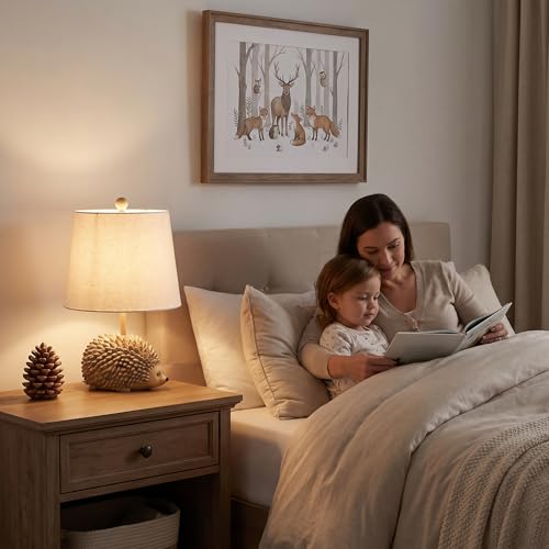 Hedgehog Table Lamp.Resin Woodland Animal Accent Lamp For Bedroom,Nursery - color: Hedgehog-Brown