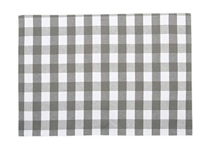 Urban Villa Two Tone Placemat Cotton Tablemat 14x20 (Set of 6) Grey/Wht - color: Grey/White Checks, size: 14" x 20"