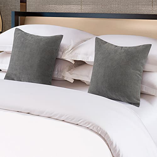 OSVINO Solid Bed Runner Textured Chenille Bed End Scarf Decorative Bedding Protection for Hotel Bedroom Wedding Room - color: Gray, size: 20" x 20" (Pack of 2)