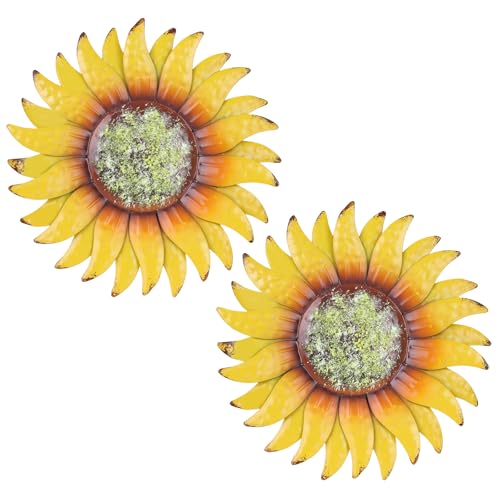 hogardeck Metal Flower Wall Decor for Indoor Outdoor, Kitchen Decor Floral Metal Wall Art, Wall Decor for Bathroom, Living Room, Porch, Garden, Yard, Backyard （2 Pcs 6'' ） - color: 6"-2 pack-sunflower