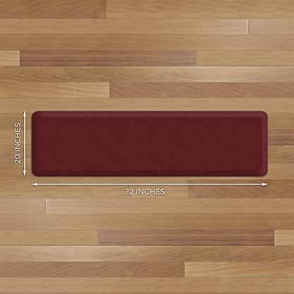 GelPro Anti Fatigue Nonslip Mat: Hard Floor Utility Mats for Garage, Patio and Kitchen - 20" x 72" x .5" - Leather Grain Cranberry - color: Leather Grain Cranberry