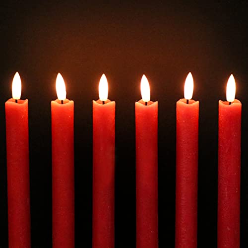 GenSwin Flameless Taper Candles LED Battery Operated Remote Timer Red - color: 6-Red