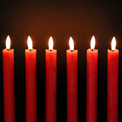 GenSwin Flameless Taper Candles LED Battery Operated Remote Timer Red - color: 6-Red