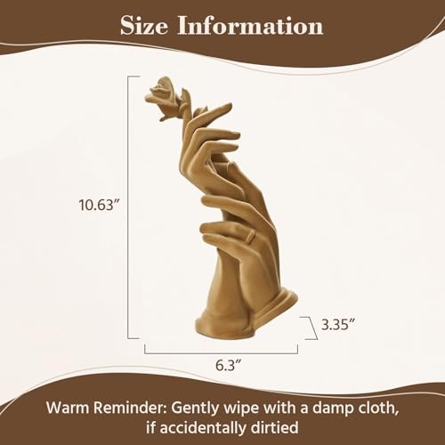 Couple Statue with Soft Velvety Texture Wedding Decor, Brown - color: Hand Rose-brown