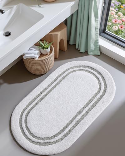 DEXI Oval Bath Mats for Bathroom Non Slip, 43x24 Bath Mat, Light Grey - color: Light Grey, size: 43" X 24" (Oval)
