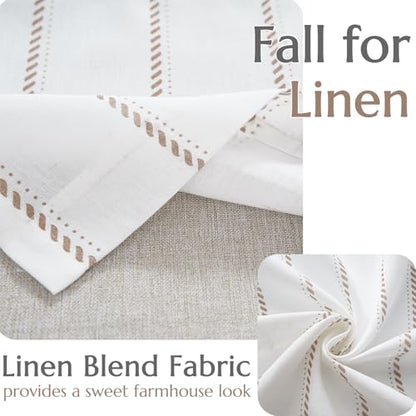 jinchan Stripe Linen Window Valance Curtain, 50x16, 1 Panel, Taupe - color: Nautical Striped Taupe on White, size: 50"W x 16"L (Pack of 1)