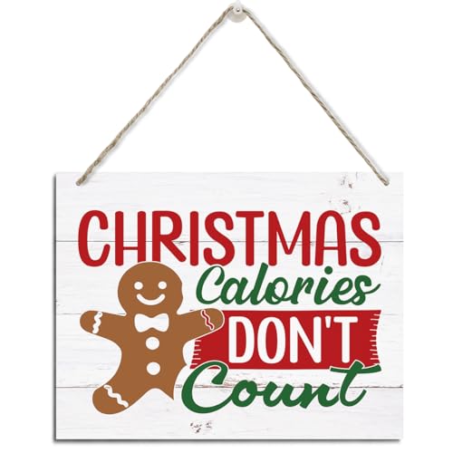 Christmas Decor, Funny Christmas Wood Plaque Wall Art, Rustic Hanging Wood Plaque Sign, Holiday Party Decor, Xmas Home Decoration, Xmas Calories Don't Count Signs, Ready To Hang - color: Style 17