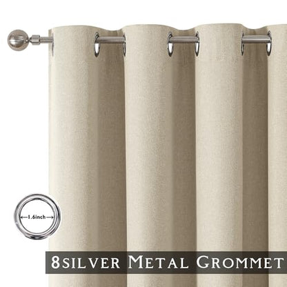ChrisDowa Natural Blackout Curtains 90 Inches Long 2 Panels for Bedroom - color: Natural Linen, size: 52"W x 90"L (Pack of 2)