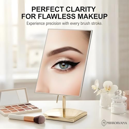MIRRORVANA Large Free Standing Mirror, Frameless, 9.8" x 7" (Gold) - color: Gold