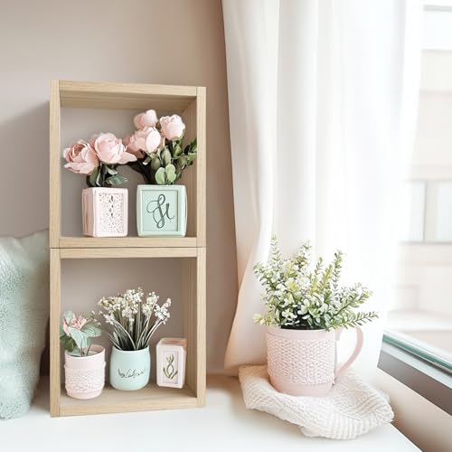 Kaboon Cube Floating Shelves Set2, Display Shelves Wall Mount 7.75" D x 12.5" W x 12.5" H, (Grey Oak, Square 2 Cubes) - color: Grey Oak, size: Square-Set2