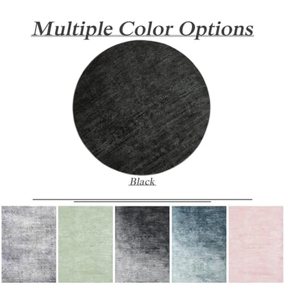 LIANLAM 6 FT Washable Rug, Black Solid Round Rugs for Living Room & Bedroom - color: Black, size: 6' (Round)