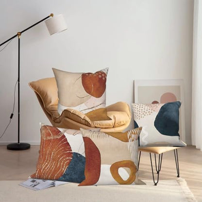 Boho Pillow Covers Abstract Navy Blue Orange 18x18 Set of 4 - color: Abstract 8, size: 18" x 18" (Pack of 4)