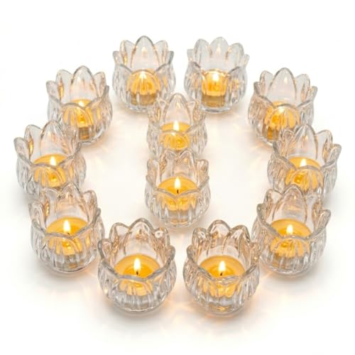 Tulip Votive Candle Holders Set of 12, Glass, Clear - color: Clear - Set of 12