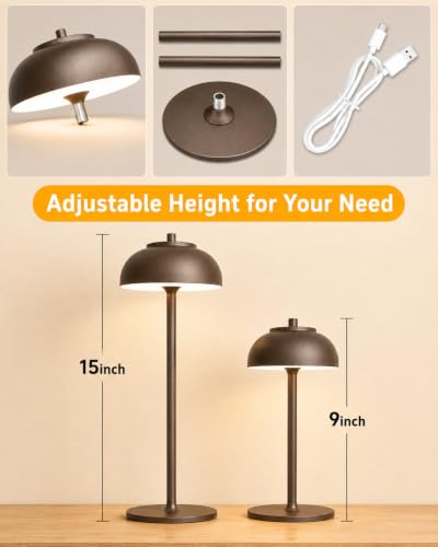 Cordless Table Lamps Rechargeable, Battery Operated Table Light Brown 2Pack - color: Brown-Set of 2