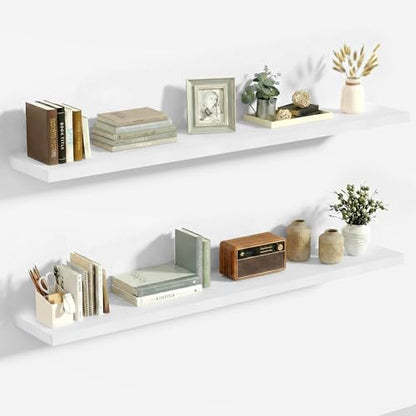 Vivelove 10 Inch Deep Floating Shelves for Wall 48” Set of 2, White - color: White, size: 47.2”wx10.2”dx1.5”h