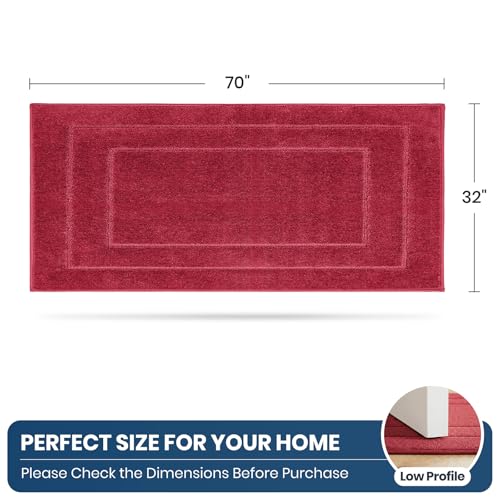PURRUGS Kitchen Runner Rug, Kitchen Mat, 32" x 70", Burgundy Red - color: Burgundy Red, size: 32" X 70"