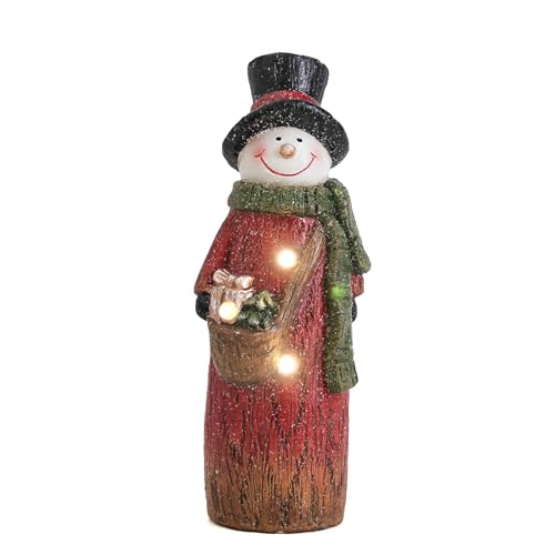 Smadeer Christmas Snowman with LED Light Decorations, Christmas Snowman Light Up for Home Indoor Party, Holiday Resin Snowmen Statue Art Decor, 9.8 inch Winter Figurine for Table Shelf, Xmas Gift - color: Snowman