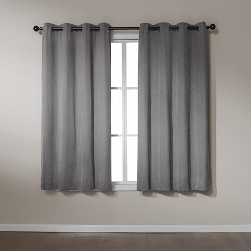 Amazon Basics Chenille Room Darkening Curtains, Light Filtering Window Drapes for Bedroom and Living Room, 2-Panel Set with Grommets, 42" W × 63" L, Grey Solid - color: Grey, size: 42"W x 63"L (Pack of 2)