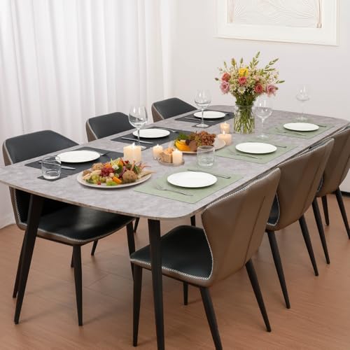 Vinyl Placemats Set of 4, Dual Sided Place Mats with Drink Coasters - color: Sage Green/Dark Gray Two-tone, size: Set of 4
