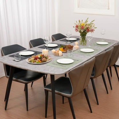 Vinyl Placemats Set of 6, Dual Sided Place Mats with Drink Coasters - color: Sage Green/Dark Gray Two-tone, size: Set of 6