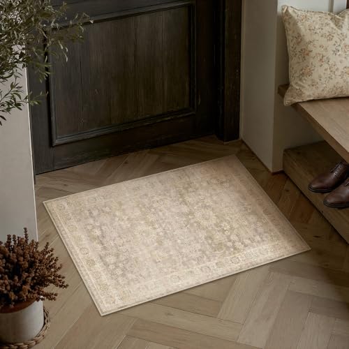 HUGEAR Beige Area Rugs 2x3 Entryway Washable Rug Carpet - color: Retro Beige, size: 2' x 3' (Rectangular)