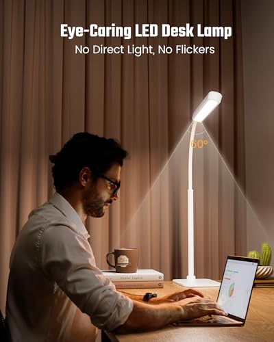 SUPERDANNY Eye-Caring LED Desk Lamp Work Lamp Office Lamp with Base - color: White, size: Base Stand