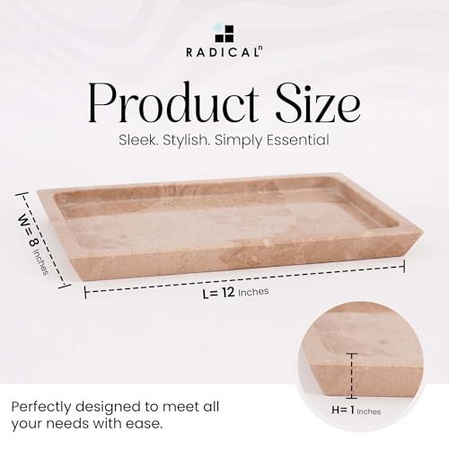Rectangle Marble Tray for Vanity & Bathroom Counter, 12" Serving Tray - color: Verona