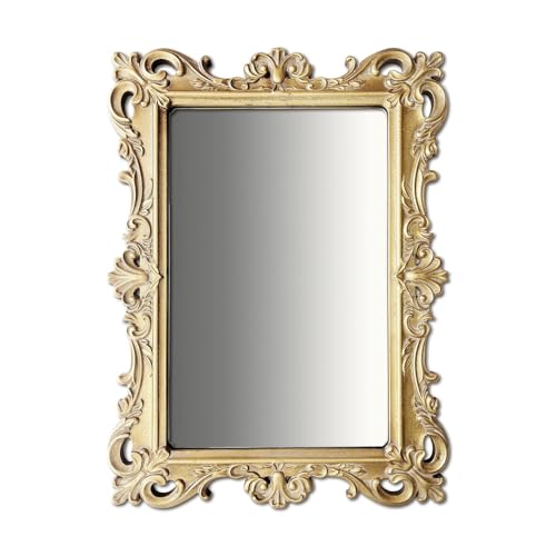 Vintage Rectangular Wall Mirror, Baroque Carved Frame, 22 x 16 - color: Rectangular