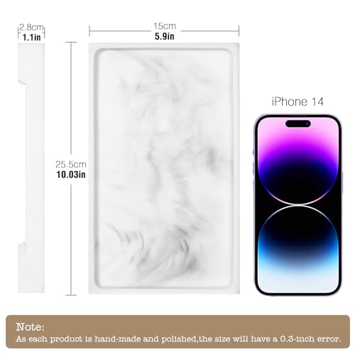 Luxspire Marble Tray for Soap Dispenser Perfume Jewelry, M, Marble White - color: B - White Marble, style: Medium