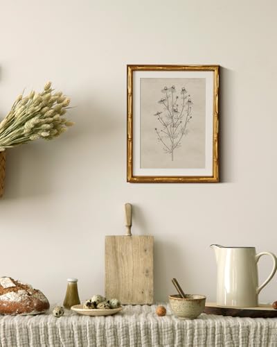 InSimSea Gold Bamboo Framed Wall Art, Chamomile Botanical Prints, 11x14In - color: Chamomile