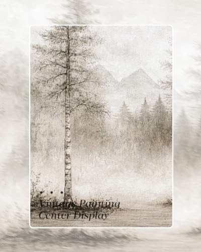 HUARCEY Metal Framed Textured Sandstone Wall Art 20"x40", Neutral Abstract Foggy Forest Landscape Canvas Print Large Modern Nature Birch Tree Painting Artwork for Living Room Bedroom Office - color: Sketched tree