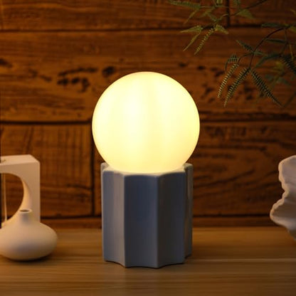 Modern Ceramics Table Lamp with Blue Ceramic Base and White Jade Round Ball Glass Accent Table Lamp Living Room Bedroom Bedside Nightstand House Office Home Reading - color: Blue Ceramic