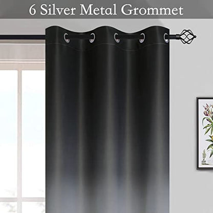 SimpleHome Black to Grey White Ombre Room Darkening Curtains 63 Inch - color: Black to Grayish White, size: 42"W x 63"L (Pack of 2)