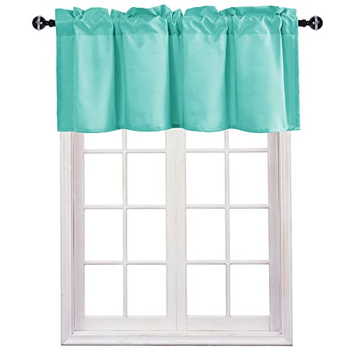 JIUZHEN Aqua Valance Curtains for Window 1 Panel, 42 x 18 Inches - color: Aqua, size: 42"W x 18"L (Pack of 1)