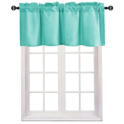 JIUZHEN Aqua Valance Curtains for Window 1 Panel, 42 x 18 Inches - color: Aqua, size: 42"W x 18"L (Pack of 1)