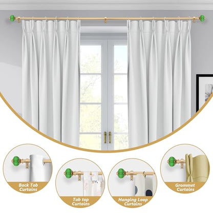 Ceramic Curtain Rods for Windows 48 to 84 Inch 1 Inch Adjustable - color: Gold Green, size: 48"-84"